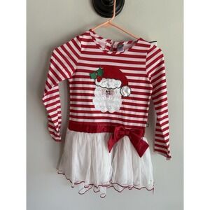 DOLLIE & ME ~ GIRLS RED & WHITE LONG SLEEVE "SANTA" CHRISTMAS DRESS Size 8